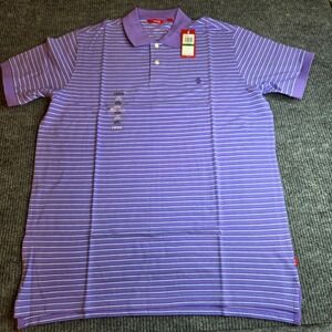 IZOD Mens Dahlia Purple Striped Pique Polo Shirt 45MK078527 Large NWT